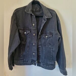 Cotton On oversized washed black denim jacket size 6